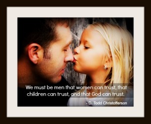 A daughter kissing her Mormon dad on the nose. A quote from Todd Christofferson about trust.